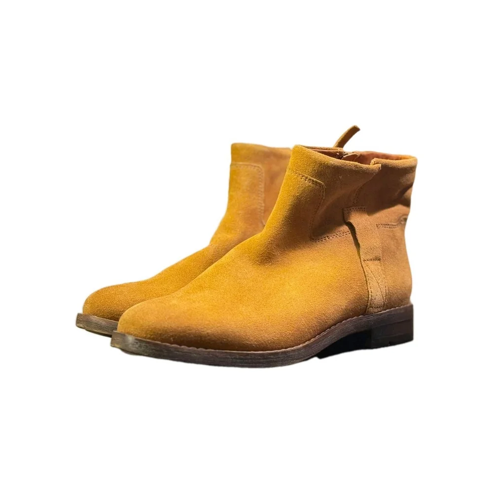 Franco Sarto Classic Women SUEDE LEATHER Boots Ankle Booties Whiskey Brown 8.5 M